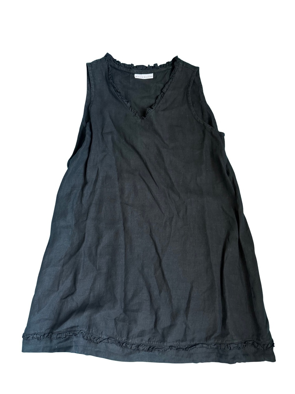 Bryn Walker Black Linen Ruffle Dress 🖤